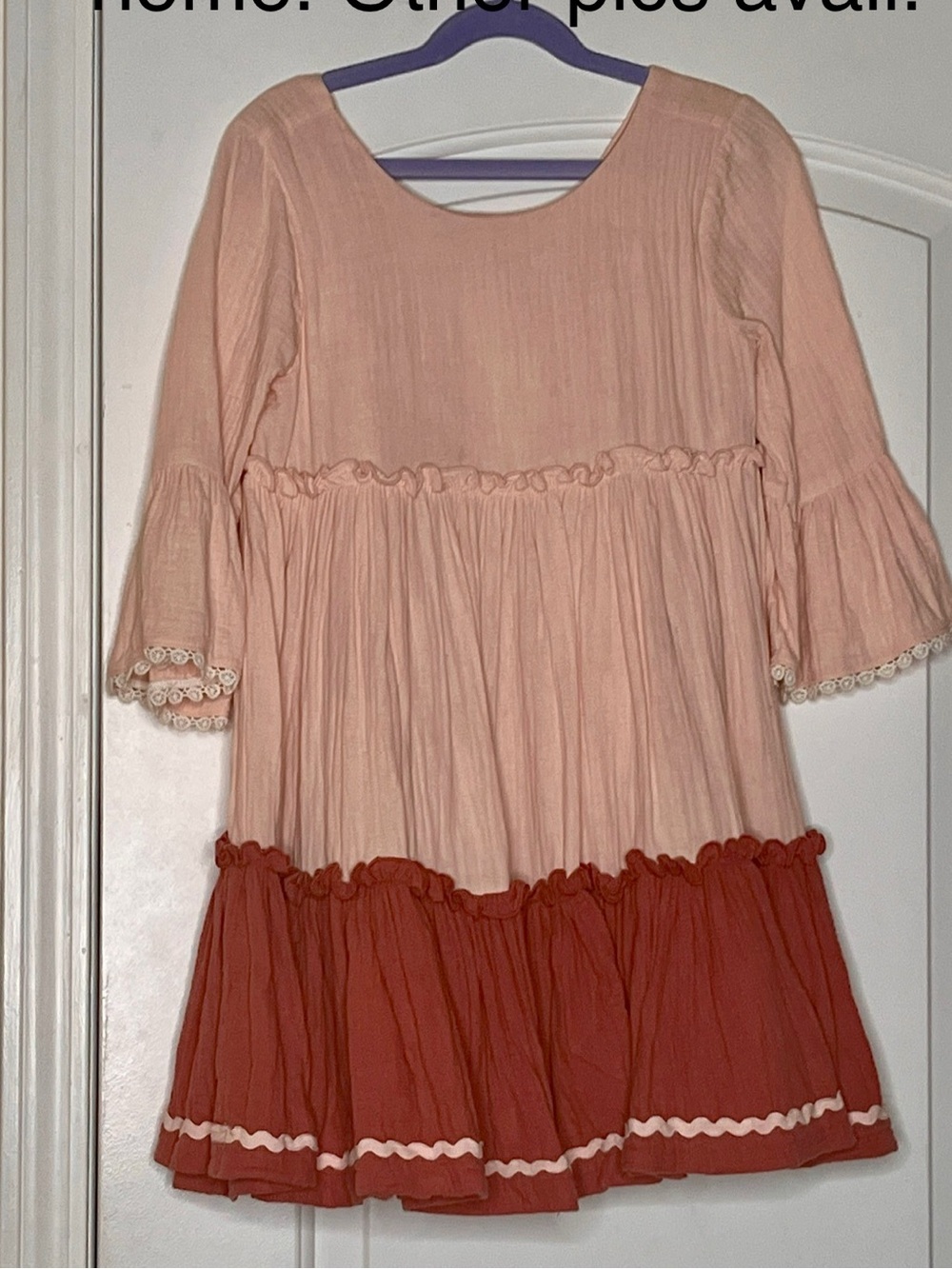 Matilda Jane Pink and Coral Tiered Dress with Ruffle Trim size 8